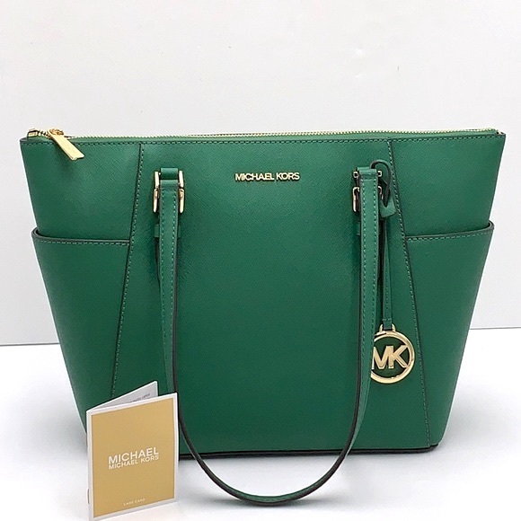 MICHAEL KORS CHARLOTTE LARGE TOP ZIP TOTE PALMETTO GREEN COLOR - Picture 3 of 16